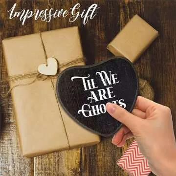 Til We Are Ghosts - Gothic Wooden Wall Art - 6.5 X 5 Inch Heart-Shaped Wood Plaque With A Hook On Back Side, Living Room, Gifts For Women Men Lover, Birthday, Valentine's Day - C04