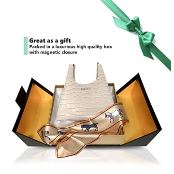 90s Vegan Leather Shoulder Bag with Silk Scarf Gift Box