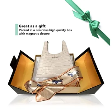 90s Vegan Leather Shoulder Bag with Silk Scarf Gift Box