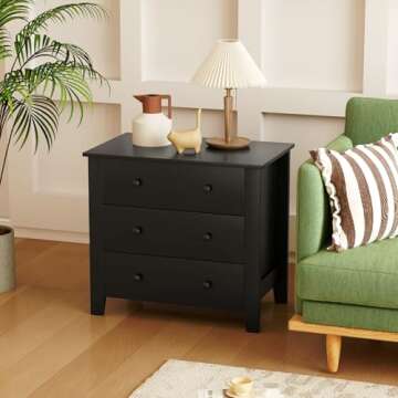 Giantex Small 3-Drawer Dresser for Bedroom - 28.5” x 18” x 26” Wide Chest of Drawers, Modern L...