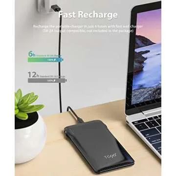 TG90° Portable Charger, 10000mAh Built-in Cable Power Bank