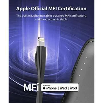 TG90° Portable Charger, 10000mAh Built-in Cable Power Bank