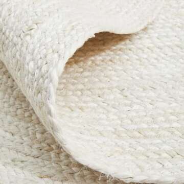 The Knitted Co. 100% Jute Area Rug 10 Feet- Braided Design Hand Woven Off-White Natural Fibers Carpet - Home Decor for Living Room Hallways (10' Round, Off-White)