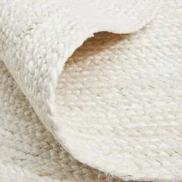 The Knitted Co. 100% Jute Area Rug 10 Feet- Braided Design Hand Woven Off-White Natural Fibers Carpet - Home Decor for Living Room Hallways (10' Round, Off-White)