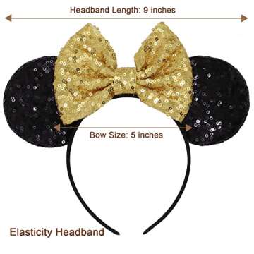 LIHELEI Minnie Ears Mouse Ears Headband with Leopard Bows, Party Decoration Headbands for Halloween Costume, Headwear Hair Accessories for Women Girls-3 PCS A