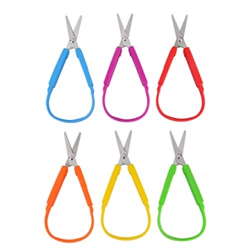 Special Supplies Adaptive Mini Loop Scissors 5.5" for Kids 6-Pack - Colorful Design, Easy to Use for...