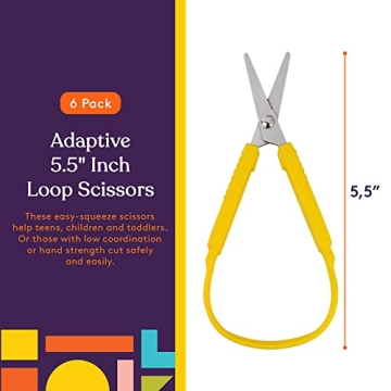 Colorful 5.5" Loop Scissors for Kids and Teens 6-Pack