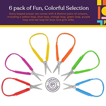Colorful 5.5" Loop Scissors for Kids and Teens 6-Pack