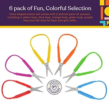 Colorful 5.5" Loop Scissors for Kids and Teens 6-Pack