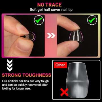 krofaue Almond Nail Tips 240PCS Half Matte Short Almond Press on Nails Half Cover False Nails with Handles Short Soft Gel Nail Tips with Box for Nails Extension Art Home and DIY Nail Salon