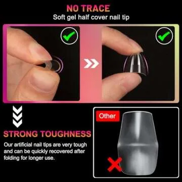 krofaue Almond Nail Tips 240PCS Half Matte Short Almond Press on Nails Half Cover False Nails with Handles Short Soft Gel Nail Tips with Box for Nails Extension Art Home and DIY Nail Salon