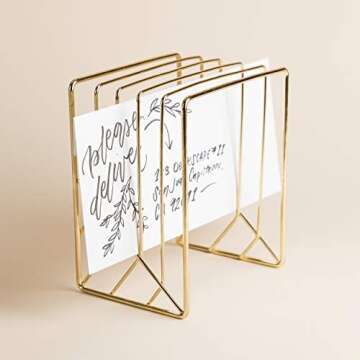 U Brands Metal Letter Sorter, Desktop Accessory, Vena Collection, Gold