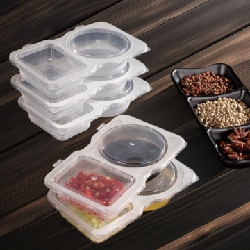 Nsacxa Double Compartment Snack Containers for Condiments
