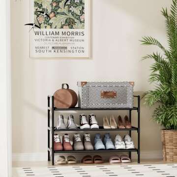 Nbwxcwbs Shoe Rack 3 Tier Shoe Organizer Shoe Storage Shoe Rack for Narrow Hallway Entryway Bedroom ...