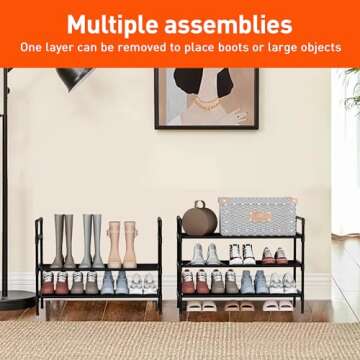 Nbwxcwbs Shoe Rack 3 Tier Shoe Organizer Shoe Storage Shoe Rack for Narrow Hallway Entryway Bedroom Easy Assembly (Black)