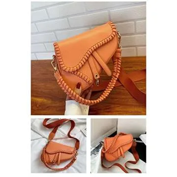 PURFANREE Women Trendy Saddle Shoulder Bag Clutch Purse Underarm Handbag Satchel HandBag Crossbody Bag