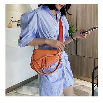 PURFANREE Women Trendy Saddle Shoulder Bag Clutch Purse Underarm Handbag Satchel HandBag Crossbody Bag