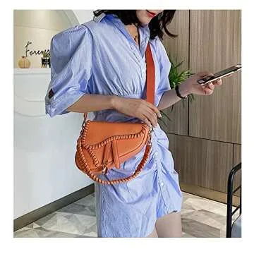 PURFANREE Women Trendy Saddle Shoulder Bag Clutch Purse Underarm Handbag Satchel HandBag Crossbody Bag