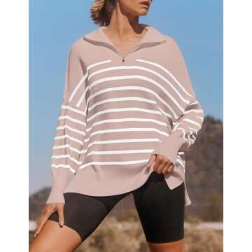 ZESICA Women's Striped Pullover Sweater - Cozy Fashion for All Seasons