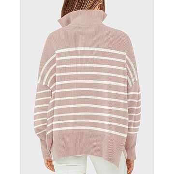 ZESICA Women's Striped Half Zipper Sweater for Style