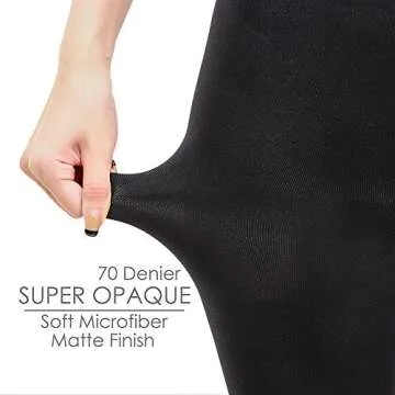G&Y 2 Pairs Semi Opaque Tights for Women - 70D Microfiber Control Top Pantyhose (XL,Black)
