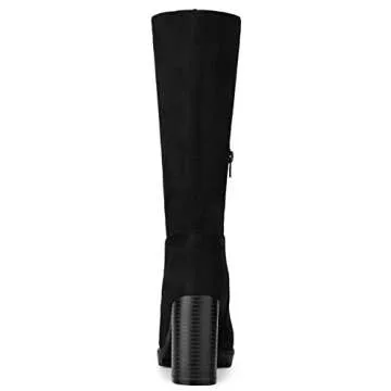 Allegra K Women's Stylish Mid Calf Block Heel Boots