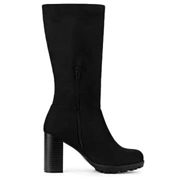 Allegra K Women's Stylish Mid Calf Block Heel Boots