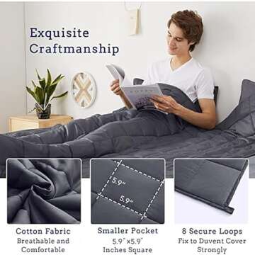 ZonLi Weighted Blanket (48"x72", 12lbs, Dark Grey),Twin Size Weighted Blanket for Adults, High Breathability Heavy Blanket, Soft Material with Premium Glass Beads