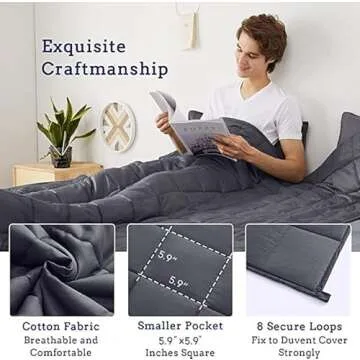 ZonLi Weighted Blanket (48"x72", 12lbs, Dark Grey),Twin Size Weighted Blanket for Adults, High Breathability Heavy Blanket, Soft Material with Premium Glass Beads