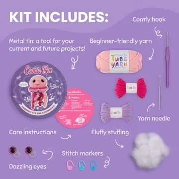 Cookie Box Crochet Kit for Beginners - Learn to Craft Amigurumi Stuffed Animals - Knitting Gift for ...