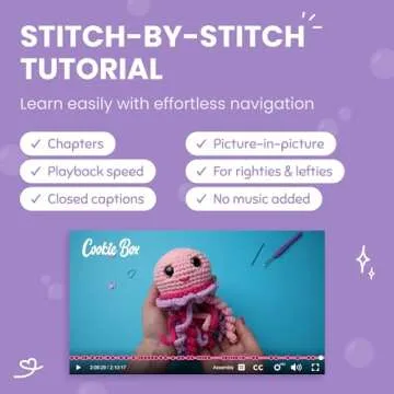 Cookie Box Crochet Kit for Beginners - Learn to Craft Amigurumi Stuffed Animals - Knitting Gift for Kids (13+) and Adults - Beginner-Friendly Yarn - Stitch-by-Stitch Video Tutorial - Jellyfish Jenny