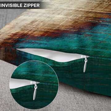 Britimes Throw Pillow Covers 18x18 Inches Home Decor Set of 4 Pillow Cases Decorative for Bed Sofa Cushion Couch Outdoor Turquoise Pillowcases (Teal and Orange)