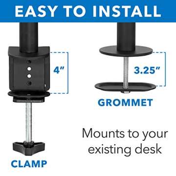 Mount-It! Dual Monitor Mount | Double Monitor Desk Stand | Two Heavy Duty Full Motion Adjustable Arms Fit 2 Computer Screens 17 19 20 21 22 24 27 Inch | VESA 75 100 | C-Clamp and Grommet Base