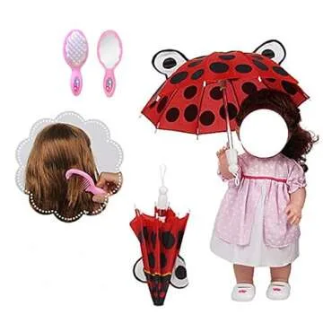 Huang Cheng Toys 12 Pcs Set Handmade Baby Doll Clothes Dress Outfits Costumes for 12 13 14 15 inch Doll，Doll Hat Umbrella Mirror Comb Girl Christmas Birthday Gift for Little Girl