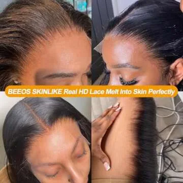 BEEOS 6x6 Skinlike Real HD Lace Closure Only, 0.10mm Ultra-thin Undetectable Swiss Lace Pre Plucked Straight Full Cuticle Aligned Virgin Human Hair Closure Bleached Knots 18 Inch