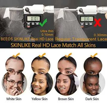 BEEOS 6x6 Skinlike Real HD Lace Closure Only, 0.10mm Ultra-thin Undetectable Swiss Lace Pre Plucked Straight Full Cuticle Aligned Virgin Human Hair Closure Bleached Knots 18 Inch