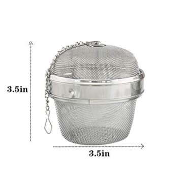 Stainless Steel 3 Inch Twist-Lock Spice Ball Chained Lid Sphere Mesh Tea Strainer Herb Spice Filter