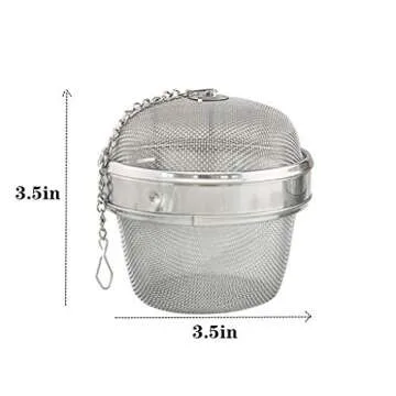 Stainless Steel 3 Inch Twist-Lock Spice Ball Chained Lid Sphere Mesh Tea Strainer Herb Spice Filter