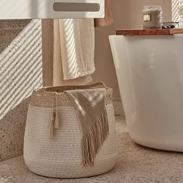 Rope Woven Storage Basket - Large Cotton Organizer Gift