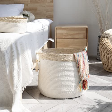 Rope Woven Storage Basket - Large Cotton Organizer Gift