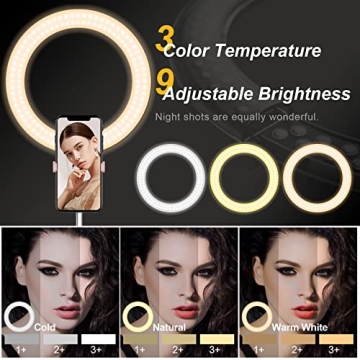 Compact Portable Ring Light with Remote Control for Selfies