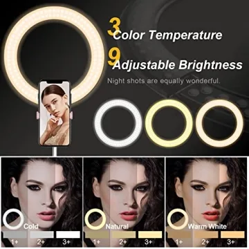Compact Portable Ring Light with Remote Control for Selfies