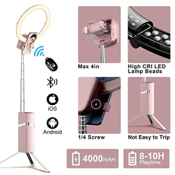 Compact Portable Ring Light with Remote Control for Selfies