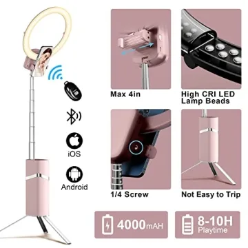 Compact Portable Ring Light with Remote Control for Selfies