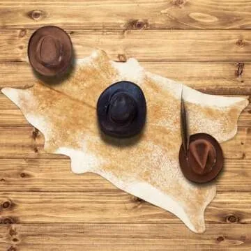 Rtizon Faux Cowhide Rug for Living Room, 2.3 x 3.6 Feet Khaki, Cow Print Skins Rug for Bedroom, Prem...