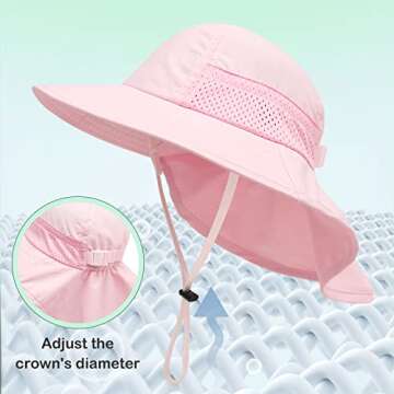 XIAOHAWANG Girls Sun Hat Baby Beach Hats Toddler Boys UPF 50+ Kids Summer Protection Cap Wide Brim Neck Flap(6-12Months,2 Pack(Pink+White))