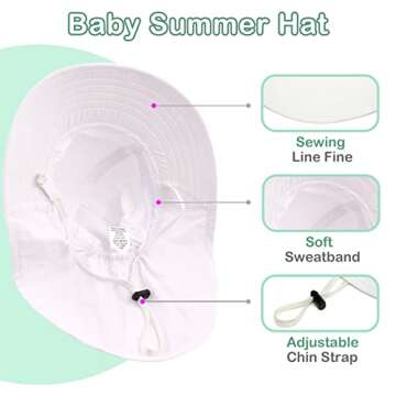 XIAOHAWANG Girls Sun Hat Baby Beach Hats Toddler Boys UPF 50+ Kids Summer Protection Cap Wide Brim Neck Flap(6-12Months,2 Pack(Pink+White))
