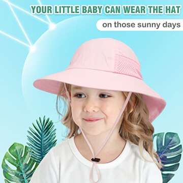 XIAOHAWANG Girls Sun Hat Baby Beach Hats Toddler Boys UPF 50+ Kids Summer Protection Cap Wide Brim Neck Flap(6-12Months,2 Pack(Pink+White))