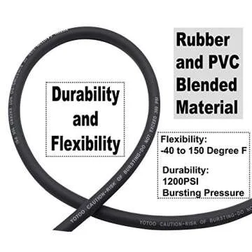 YOTOO Hybrid Air Hose 1/4 Inch 50 Feet 300 PSI - Lightweight & Kink Resistant