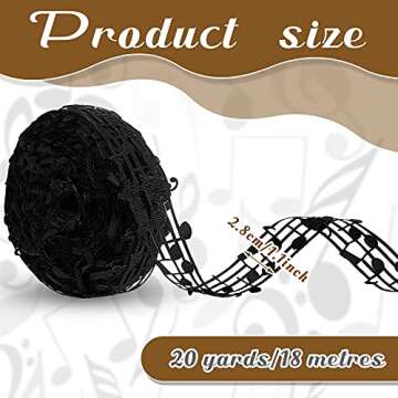 Shappy 20 Yards 28 mm Hollow Music Note Ribbon Musical Grosgrain Engraved Notation Craft Ribbons Clo...